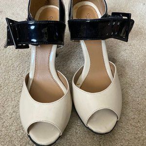 Croft & Barrow Nude & Black Open Toe High Heels